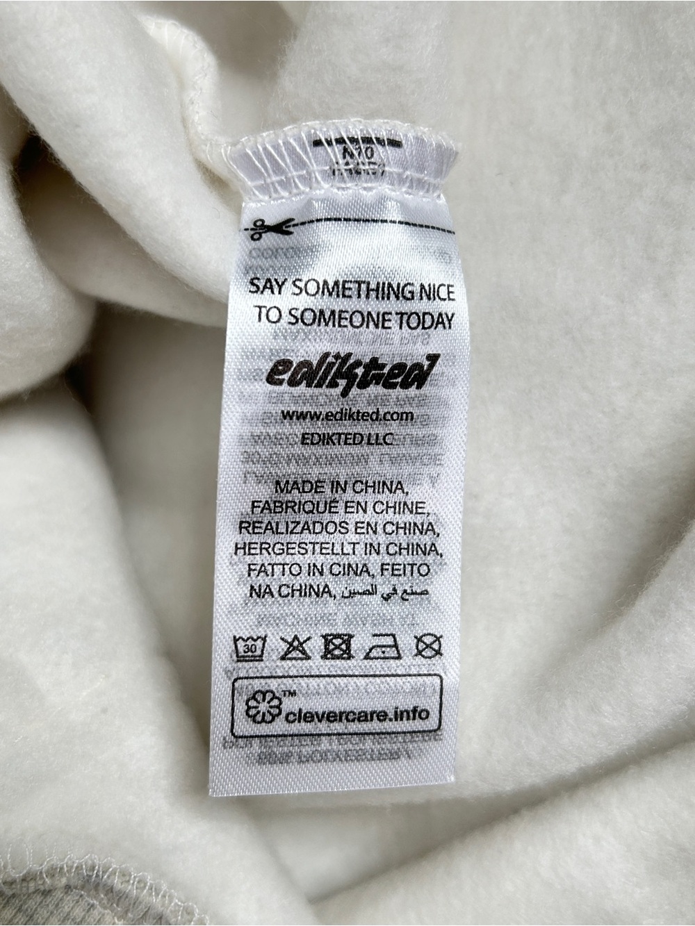 Edikted Oversized Sweatshirt Medium Fleece Pullover Light Gray LA Hoodie NEW - Picture 12 of 13